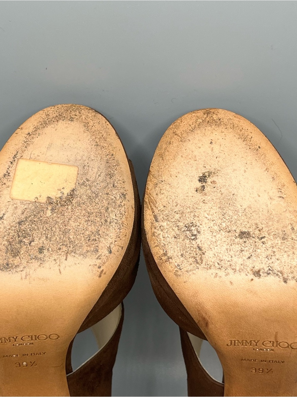 Jimmy Choo London Brown Suede Peep Toe Platform Heels Women EU 39.5 Italy 9.5 US - Picture 11 of 16